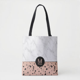 Bolso De Tela Patrón de oro de mármol y Rosa con monograma