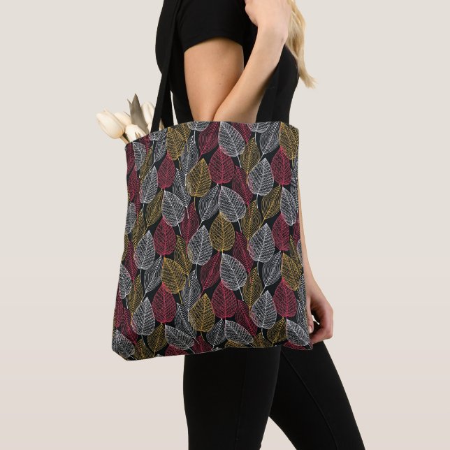Bolso De Tela Patrón de otoño de hojas de esqueleto modernas (Detalle)