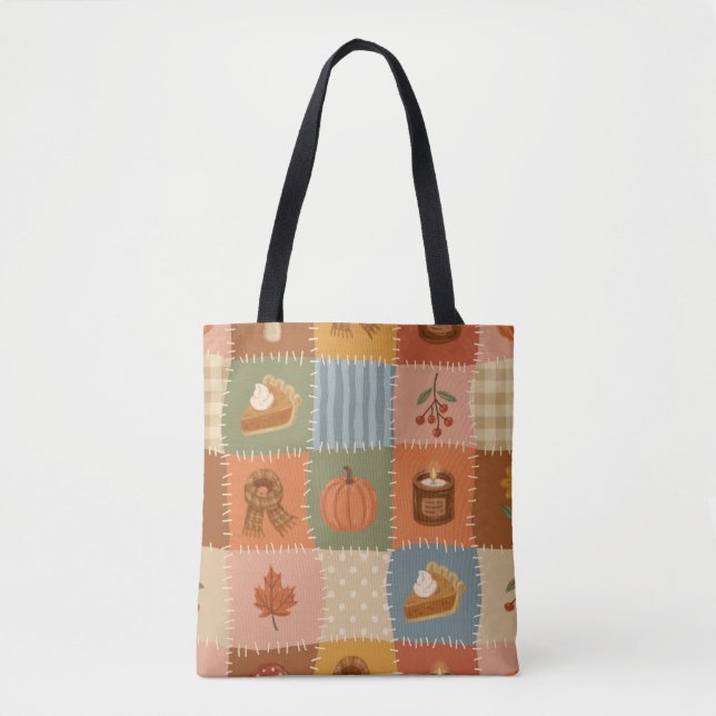Bolso De Tela Patrón de otoño de patchwork (Anverso)