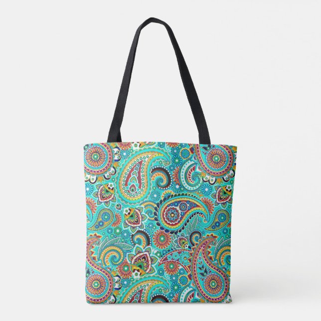 Bolso De Tela Patrón De Paisley Multicoloreada Cuta (Reverso)