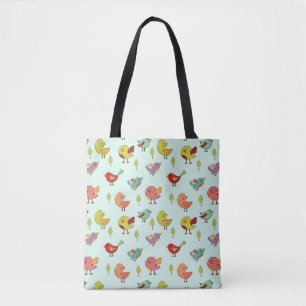 Bolso De Tela Patrón de pájaros caprichosos