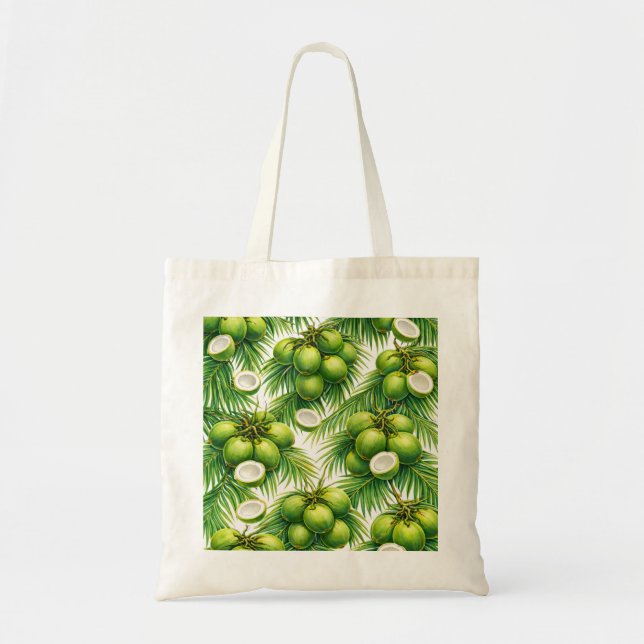 Bolso De Tela Patrón de Palma de Coco Verde (Frente)