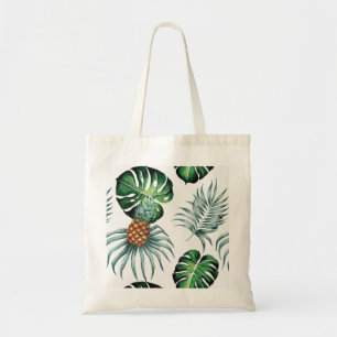 Bolso De Tela Patrón de palma de jungla de acuarela tropical de