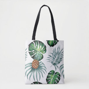 Bolso De Tela Patrón de palma de jungla de acuarela tropical de