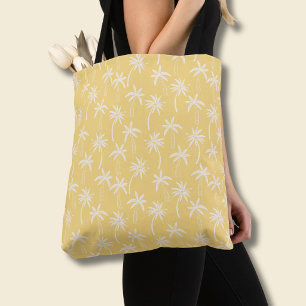 Bolso De Tela patrón de palma tropical amarillo