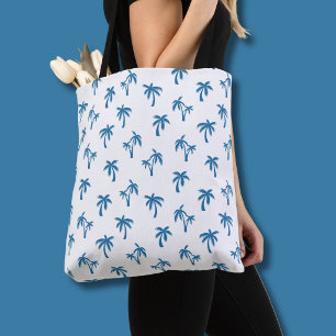 Bolso De Tela Patrón de palma tropical azul
