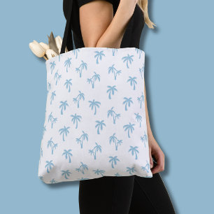 Bolso De Tela Patrón de palma tropical bebé azul