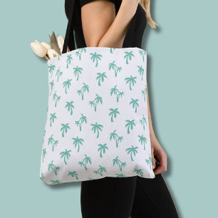 Bolso De Tela Patrón de palma tropical verde marino