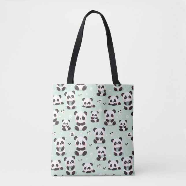 Bolso De Tela Patrón de Panda lúdico (Anverso)