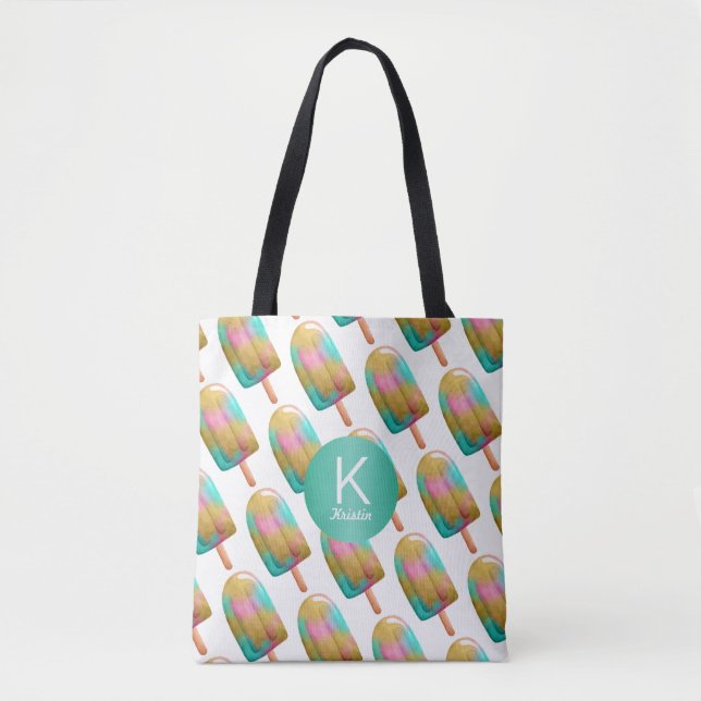 Bolso De Tela Patrón de pápsula divertida con su monograma (Anverso)