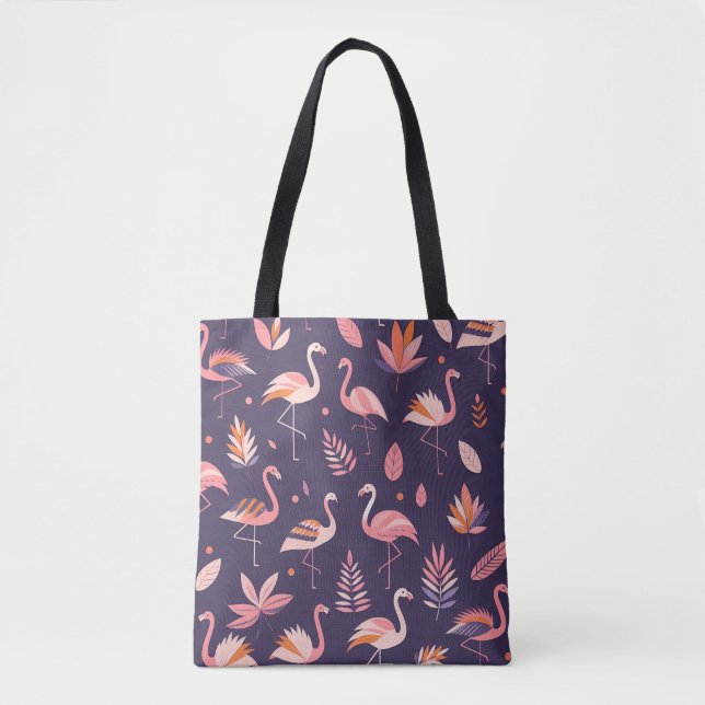 Bolso De Tela Patrón de paraíso de flamingo (Anverso)