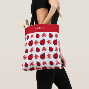 Bolso De Tela Patrón de parásito de margarita roja personalizado