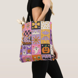 Bolso De Tela Patrón de parches de Halloween - Cuadrados festivo