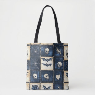Bolso De Tela Patrón de parchwork de Denim de Halloween gótico