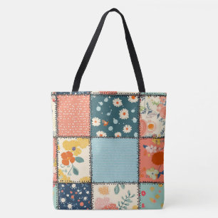 Bolso De Tela Patrón de parchwork floral vintage (6)