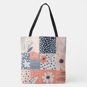 Bolso De Tela Patrón de parchwork floral vintage - Pastel (7)