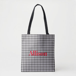 Bolso De Tela Patrón de patas de gallo en blanco y negro persona
