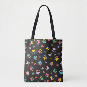 Bolso De Tela Patrón de patas de perro coloridas