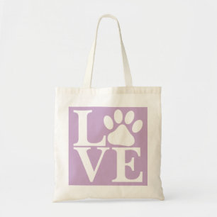 Bolso De Tela Patrón de patas de perro con la palabra LOVE en bl