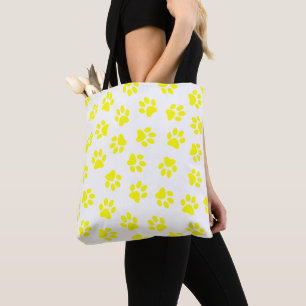 Bolso De Tela Patrón De Patas, Patas De Perro, Patas Amarillas