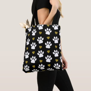 Bolso De Tela Patrón De Patas, Patas De Perro, Patas Blancas, Co