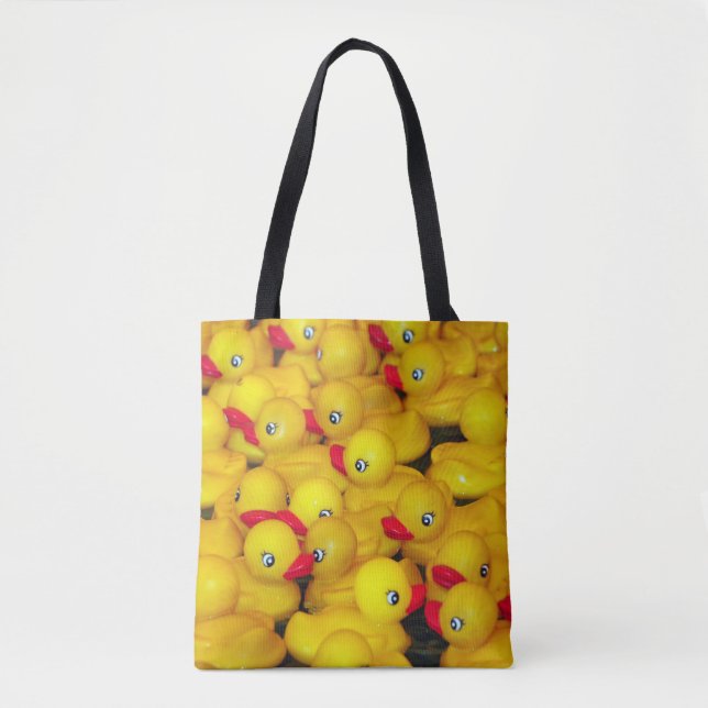 Bolso De Tela Patrón de patos de goma amarillos (Anverso)
