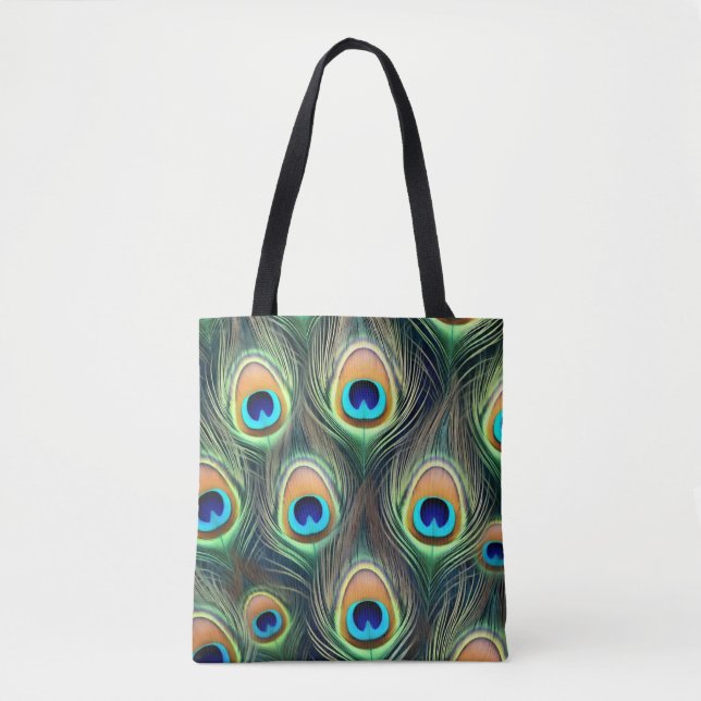 Bolso De Tela Patrón de pavo real exótico (Anverso)