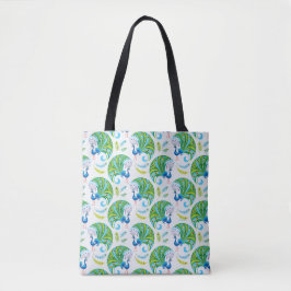 Bolso De Tela Patrón de pavo real y plumas