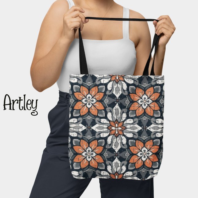 Bolso De Tela Patrón de Peach y Blue Floral Botánico (Subido por el creador)