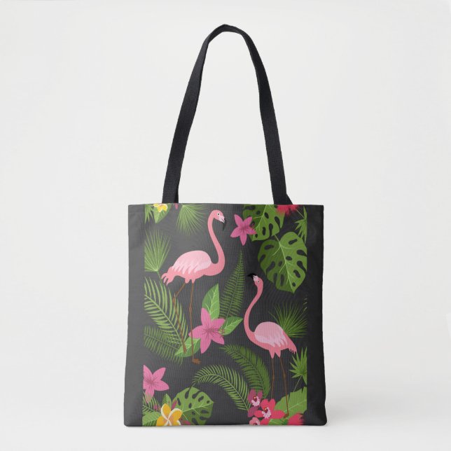 Bolso De Tela Patrón de Peacock Rosa con flor (Anverso)