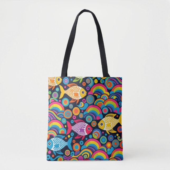 Bolso De Tela Patrón de peces (Anverso)