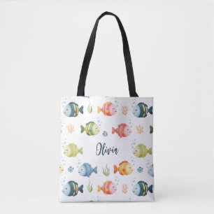 Bolso De Tela Patrón de peces tropicales coloridos lindos