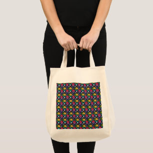 Bolso De Tela Patrón de peces tropicales coloridos sobre negro