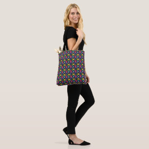 Bolso De Tela Patrón de peces tropicales coloridos sobre negro