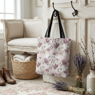 Bolso De Tela Patrón de periódico floral vintage