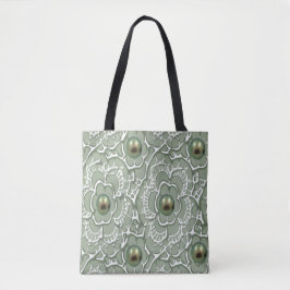 Bolso De Tela Patrón de Perla Verde