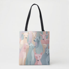 Bolso De Tela Patrón de perro Colores Pastel Ilustracion Minimal