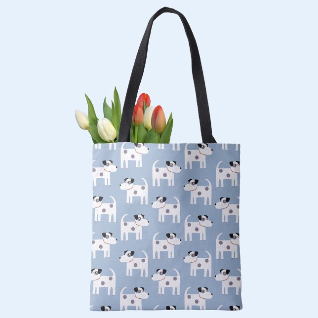 Bolso De Tela Patrón de perro Jack Russell Terrier Azul (Jack Russell Parson Terrier dog pattern blue tote bag)
