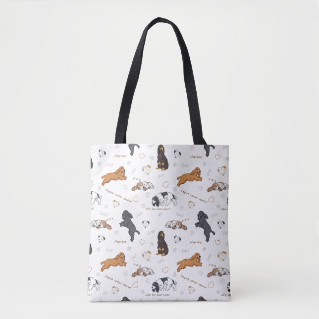 Bolso De Tela Patrón de perros españoles (Anverso)