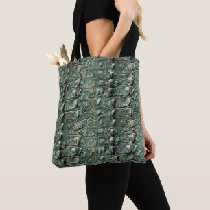 Bolso De Tela Patrón de piel de reptil verde