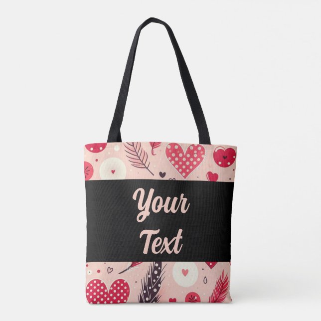 Bolso De Tela Patrón de piel y corazón pastel (Reverso)