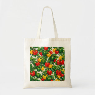 Bolso De Tela Patrón de Pimiento Rojo Verde Amarillo Acuarela