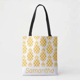Bolso De Tela Patrón de piña amarillo geométrico personalizado
