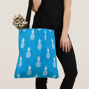 Bolso De Tela Patrón de piña blanca súper lindo sobre agua azul