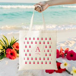 Bolso De Tela Patrón de Piña Blanco Rosa Lindo