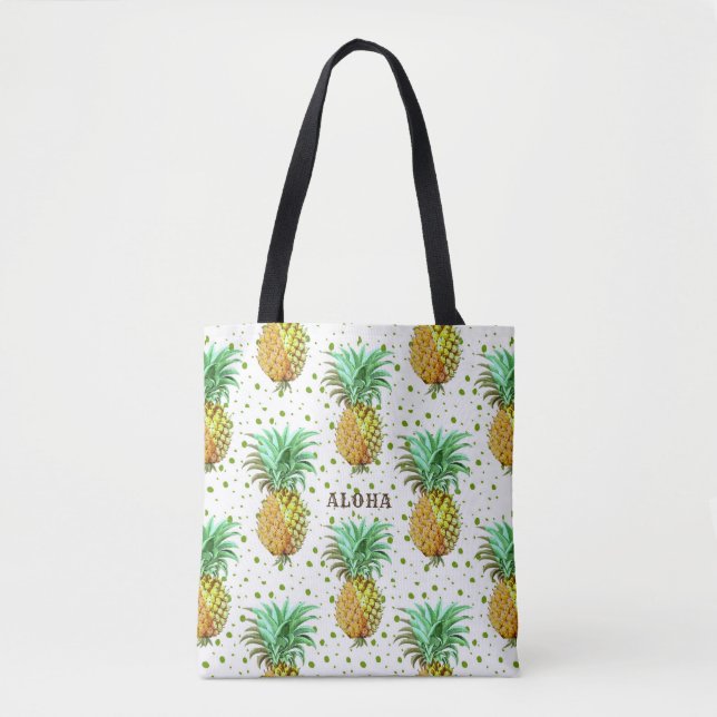 Bolso De Tela Patrón de piña de acuarela (Anverso)