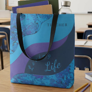 Bolso De Tela Patrón de pincelada de profesores púrpura y turque