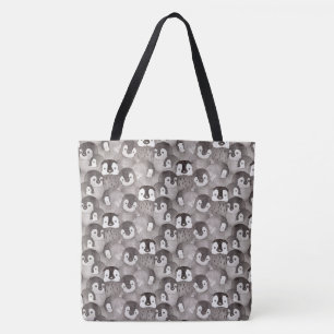 Bolso De Tela Patrón de pingüino de bebé de color acuático 