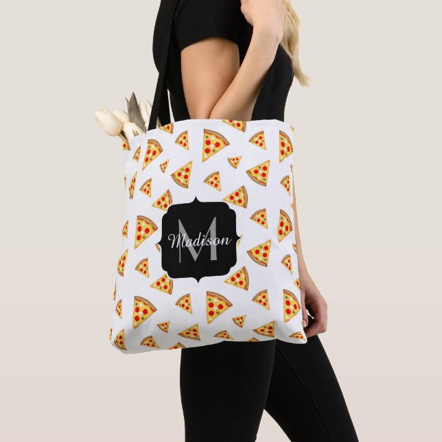 Bolso De Tela Patrón de pizzas Guay y divertidas Patrón Monogram (Detalle)