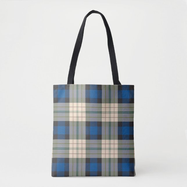 Bolso De Tela Patrón de plaids de Tartán - beige azul tradiciona (Anverso)